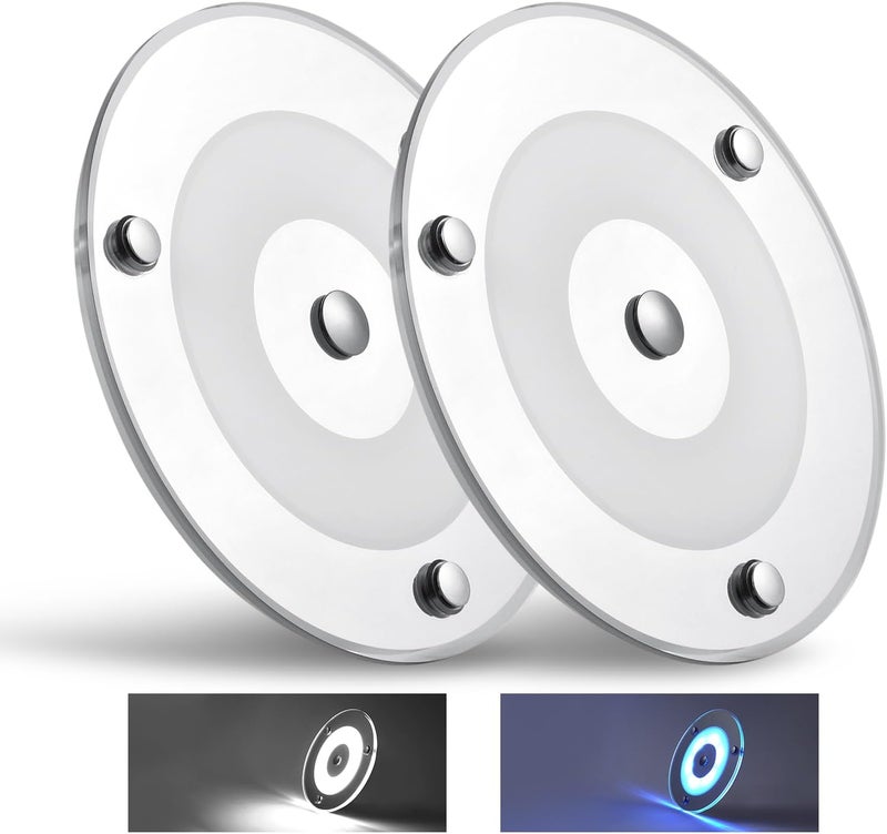 Obeaming 2 Pack 12V LED Ceiling Dome Light 400LM, 4.75" Dimmable Interior Light for RV Boat Camper Van Travel Trailer Truck Sailboat Interior Lighting, Surface Mount & Touch Switch(Cool White) - Image 1